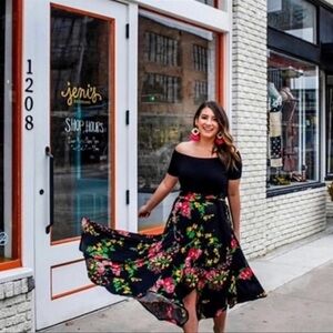 Floral Black Skirt